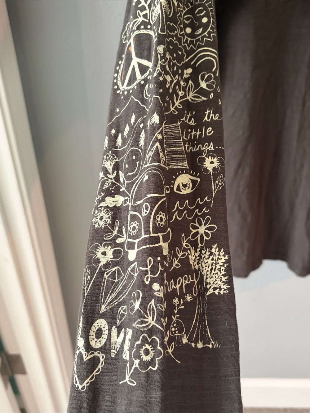 Natural Life It’s the Little Things Doodle Olive Graphic Long-Sleeve Top Large - Picture 4 of 8
